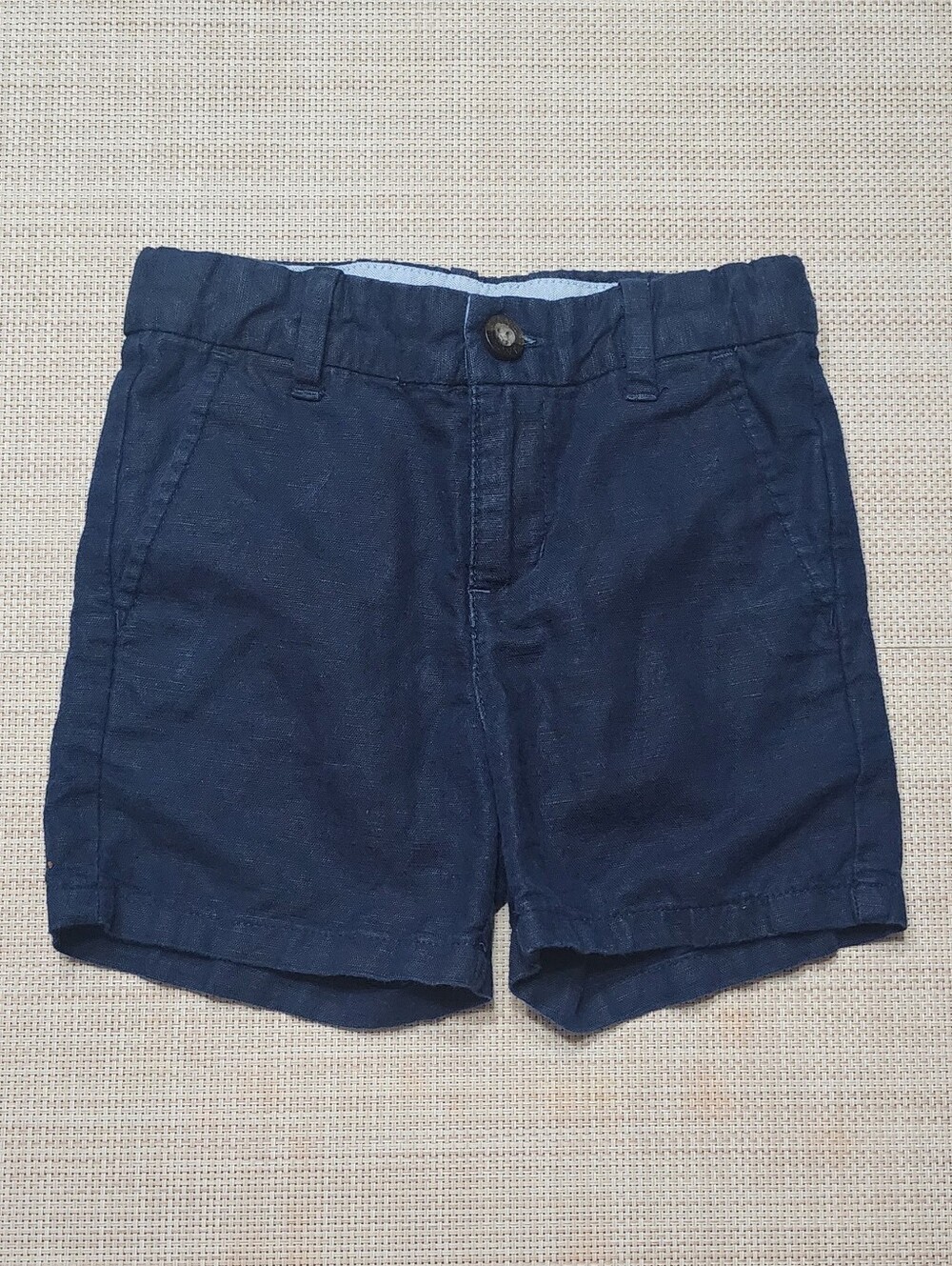 Janie and Jack Dark Blue Linen - Cotton Shorts